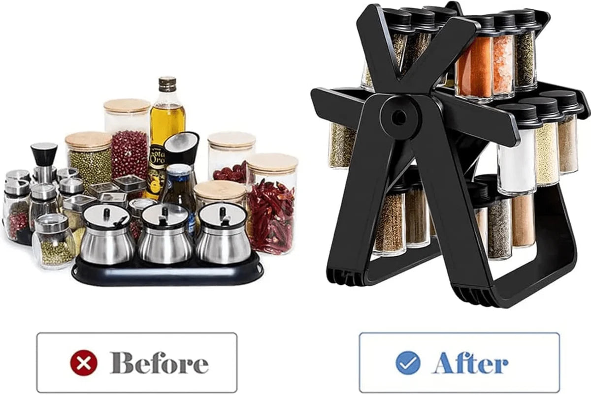 18 Jar Rotating Spice Rack – Kitchen Organizer