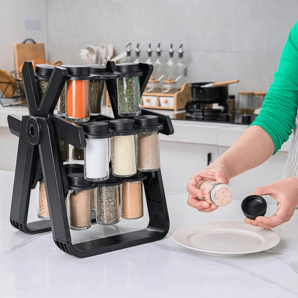 18 Jar Rotating Spice Rack – Kitchen Organizer
